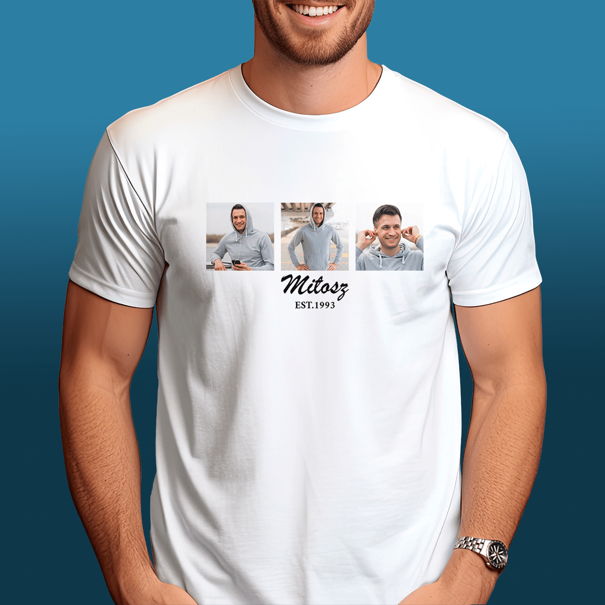 Bluza + koszulka + skarpetki KOLAŻ + IMIĘ - zestaw prezentowy 3 w 1, spersonalizowany prezent dla niego - idamell.com