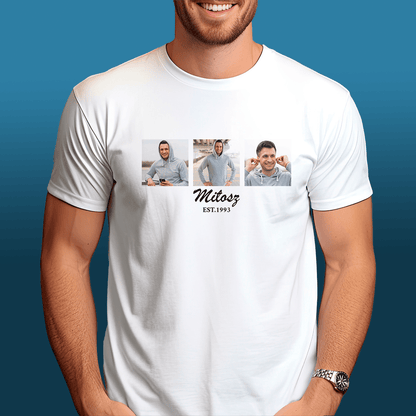 Bluza + koszulka + skarpetki KOLAŻ + IMIĘ - zestaw prezentowy 3 w 1, spersonalizowany prezent dla niego - idamell.com