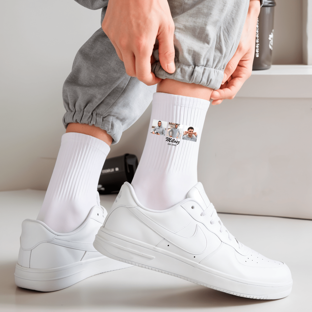 Bluza + koszulka + skarpetki KOLAŻ + IMIĘ - zestaw prezentowy 3 w 1, spersonalizowany prezent dla niego - idamell.com