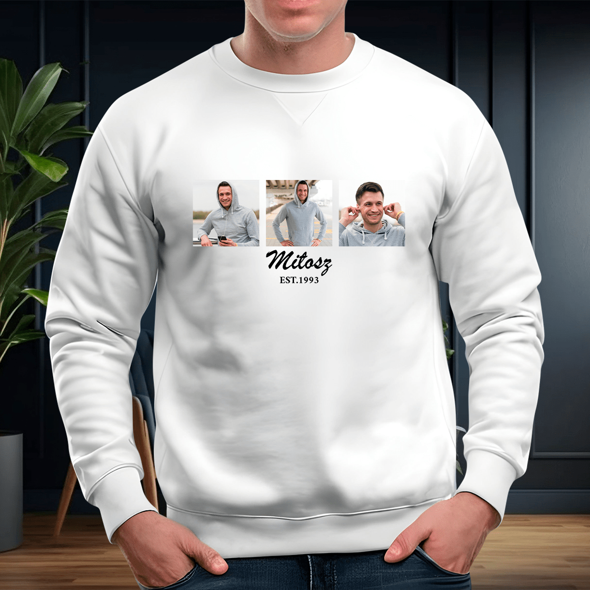 Bluza + koszulka + skarpetki KOLAŻ + IMIĘ - zestaw prezentowy 3 w 1, spersonalizowany prezent dla niego - idamell.com