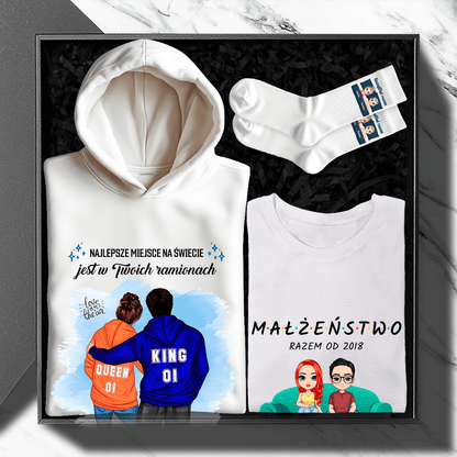 Bluza + koszulka + skarpetki MAŁŻEŃSTWO - zestaw prezentowy 3 w 1, spersonalizowany prezent dla niego - idamell.com