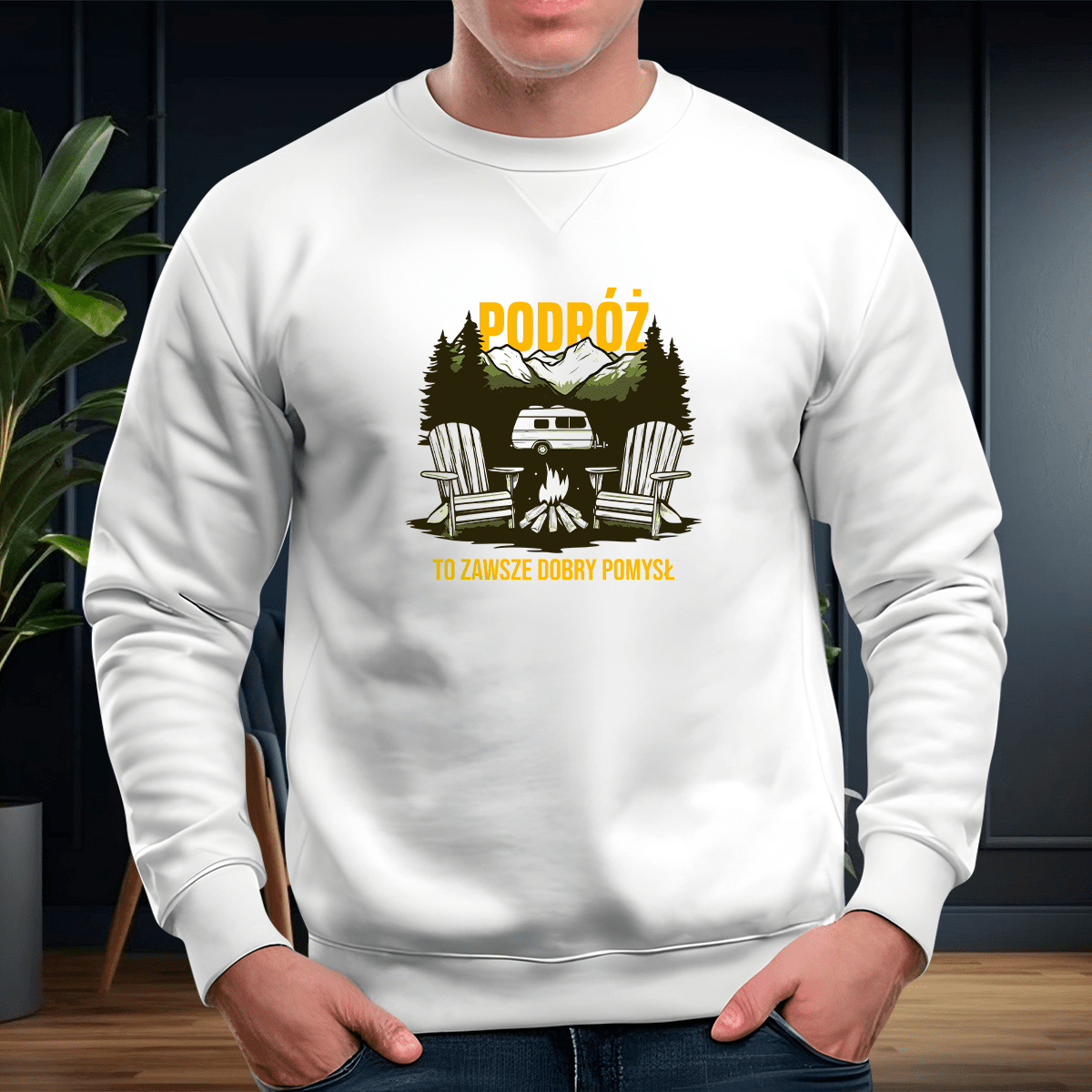Bluza męska z nadrukiem PODRÓŻ - prezent dla podróżnika - idamell.com