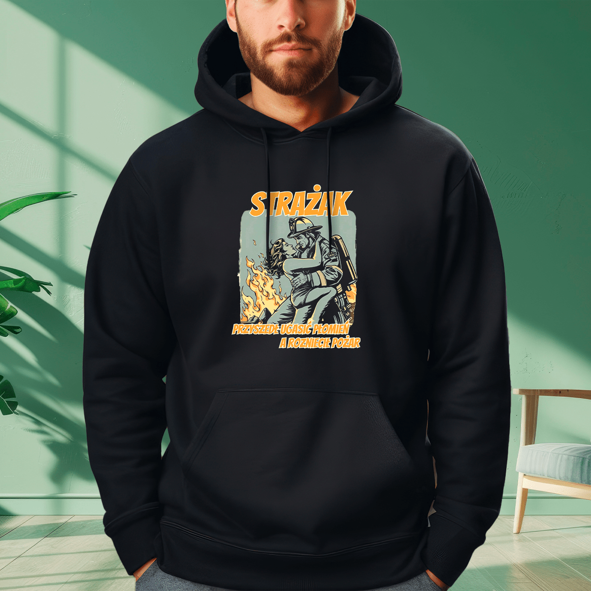 Bluza męska z nadrukiem POŻAR - prezent dla strażaka - idamell.com