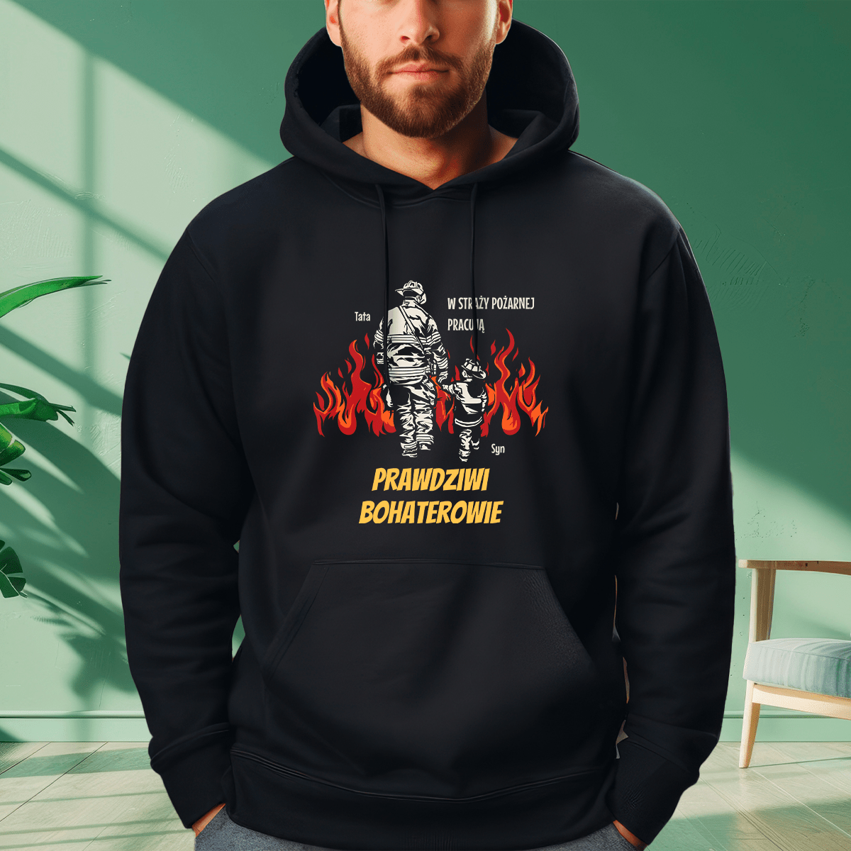 Bluza męska z nadrukiem PRAWDZIWI BOHATEROWIE - prezent dla strażaka - idamell.com