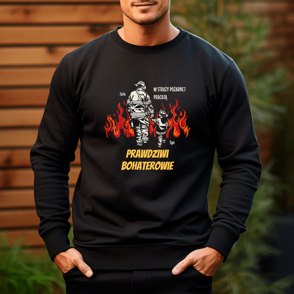 Bluza męska z nadrukiem PRAWDZIWI BOHATEROWIE - prezent dla strażaka - idamell.com