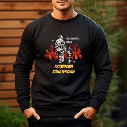 Bluza męska z nadrukiem PRAWDZIWI BOHATEROWIE - prezent dla strażaka - idamell.com