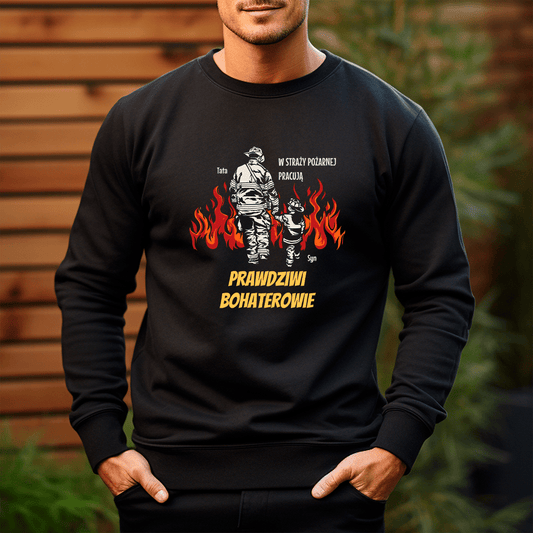 Bluza męska z nadrukiem PRAWDZIWI BOHATEROWIE - prezent dla strażaka - idamell.com