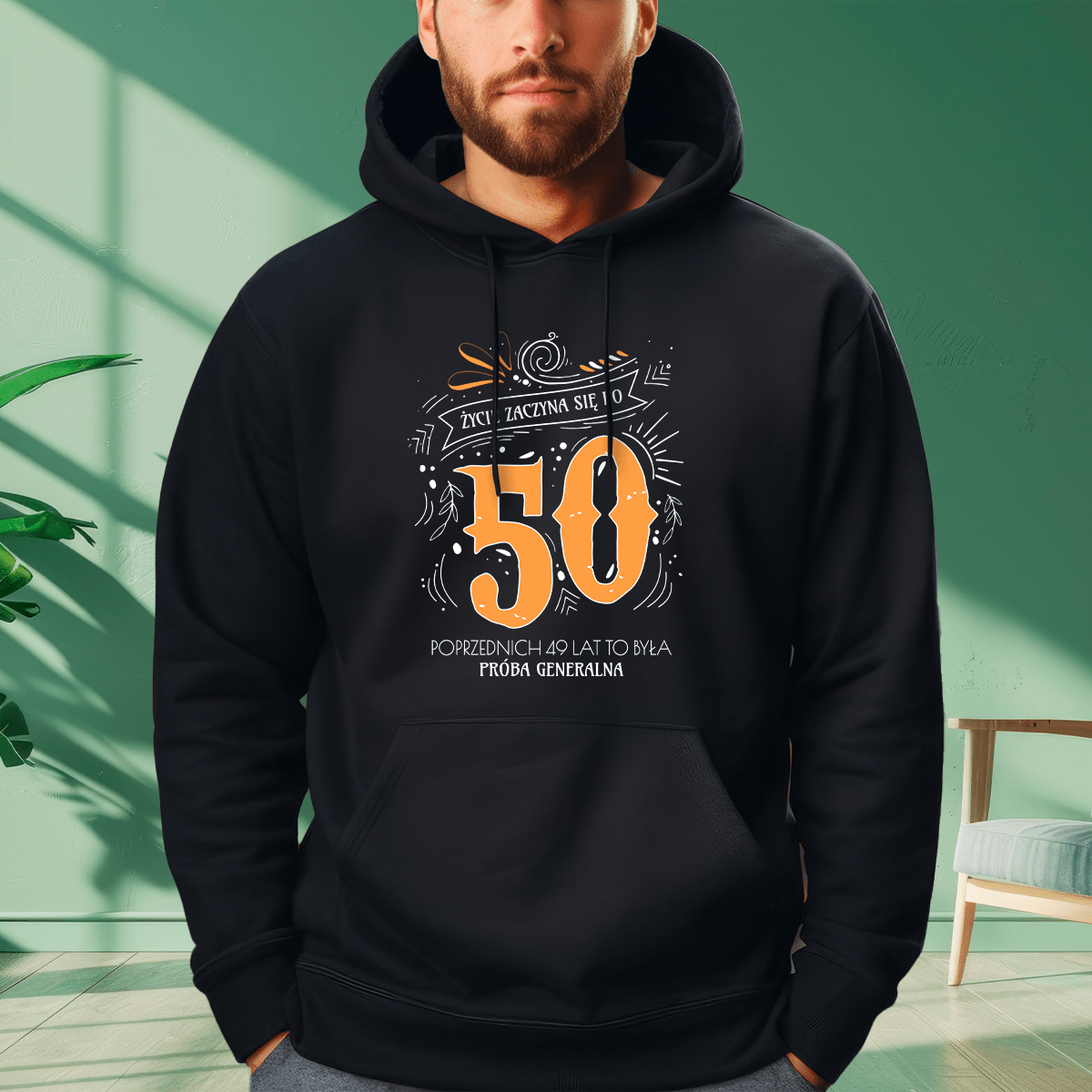 Bluza męska z nadrukiem ŻYCIE ZACZYNA SIĘ PO... - prezent dla mężczyzny - idamell.com