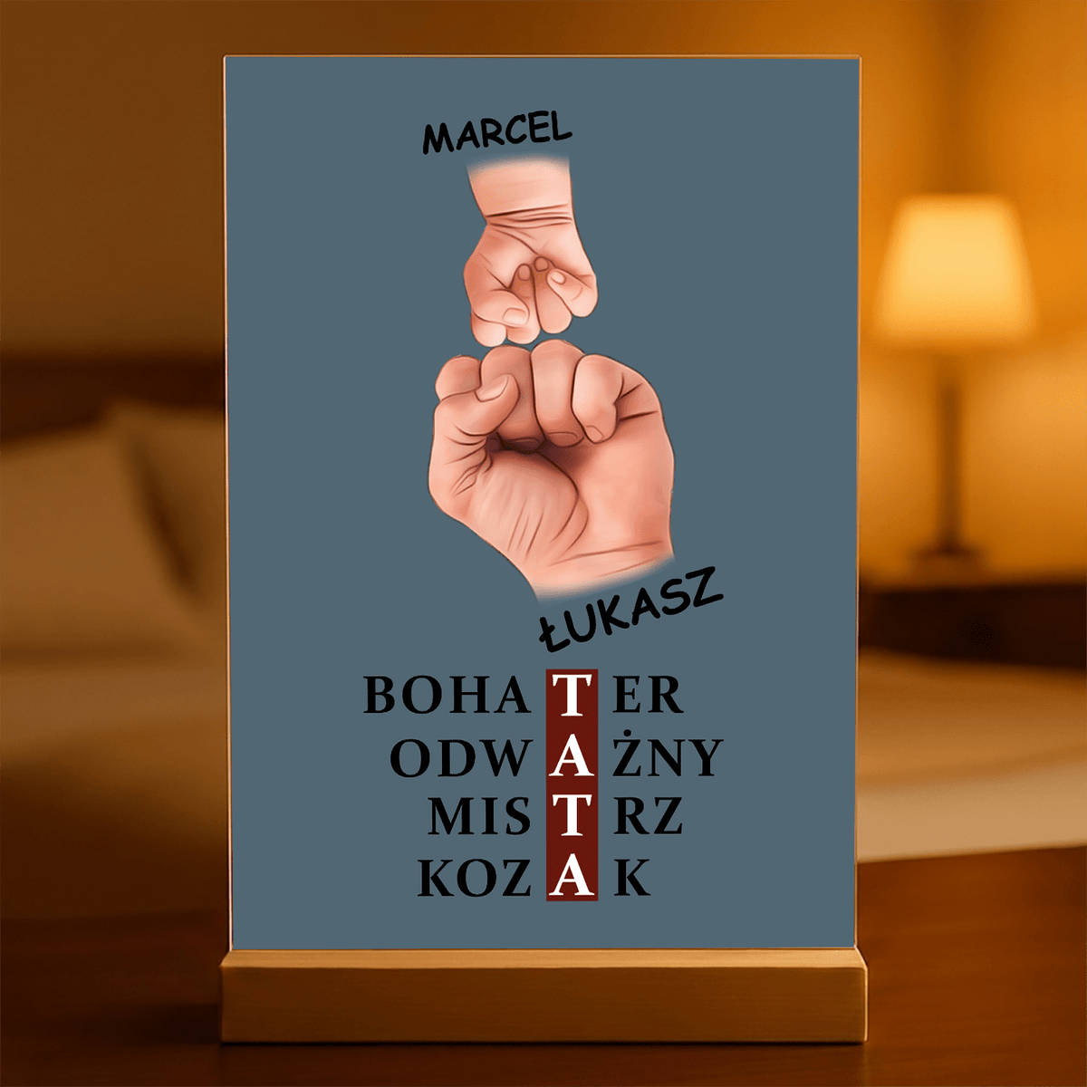 Bohater tata - Druk na szkle, spersonalizowany prezent dla taty - idamell.com