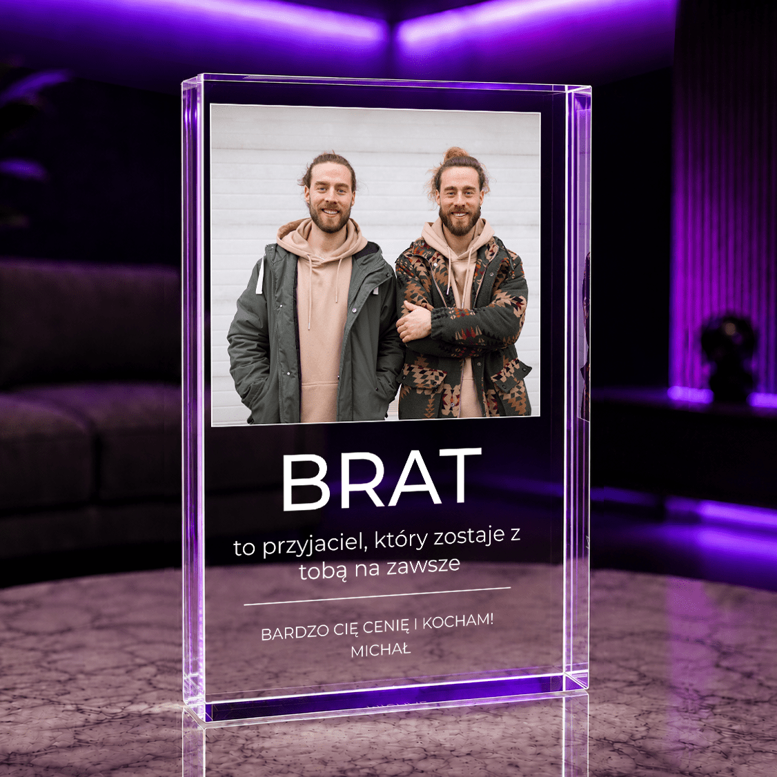 Brat to przyjaciel na zawsze - Druk na szkle, spersonalizowany prezent dla brata - idamell.com