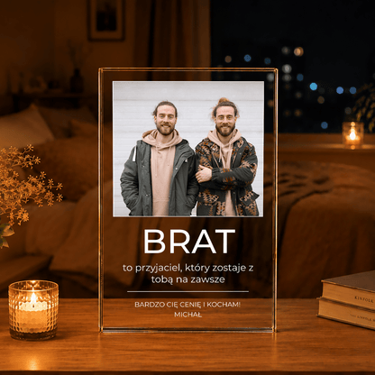 Brat to przyjaciel na zawsze - Druk na szkle, spersonalizowany prezent dla brata - idamell.com