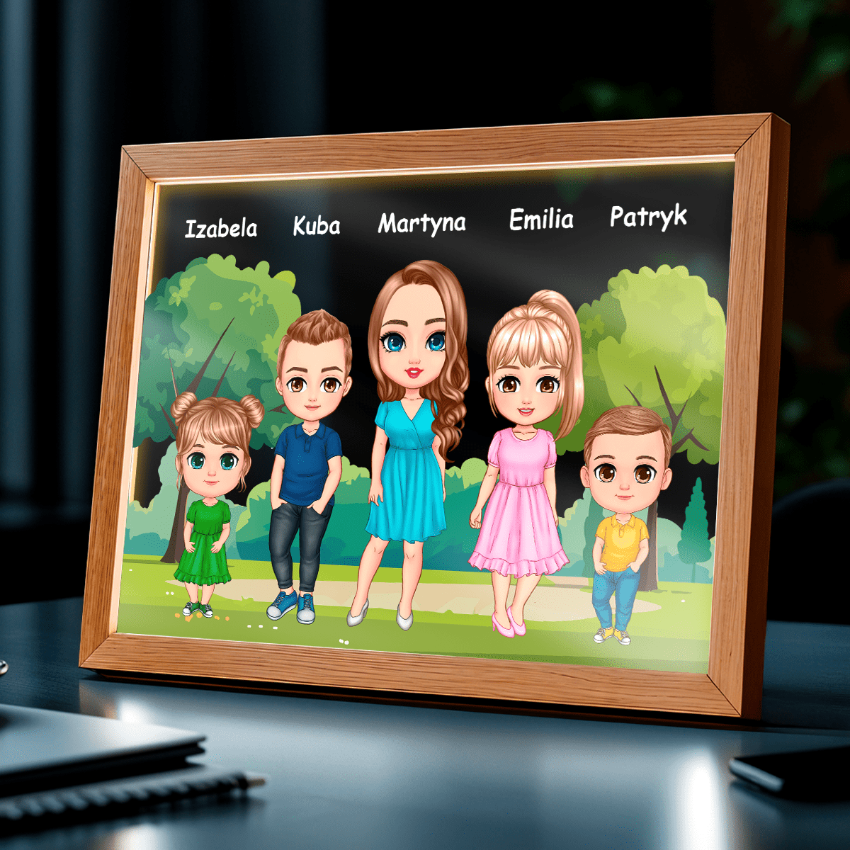 Cała rodzina Clipart - Druk na szkle, spersonalizowany prezent dla mamy - idamell.com