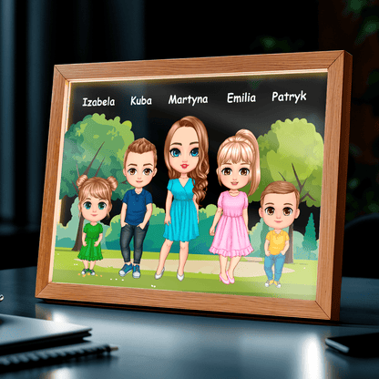 Cała rodzina Clipart - Druk na szkle, spersonalizowany prezent dla mamy - idamell.com