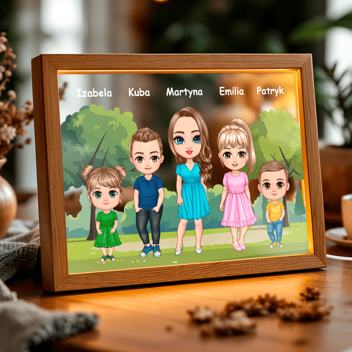 Cała rodzina Clipart - Druk na szkle, spersonalizowany prezent dla mamy - idamell.com