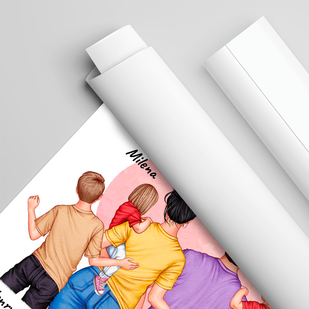 Cała rodzina - plakat, spersonalizowany prezent dla rodziców - idamell.com