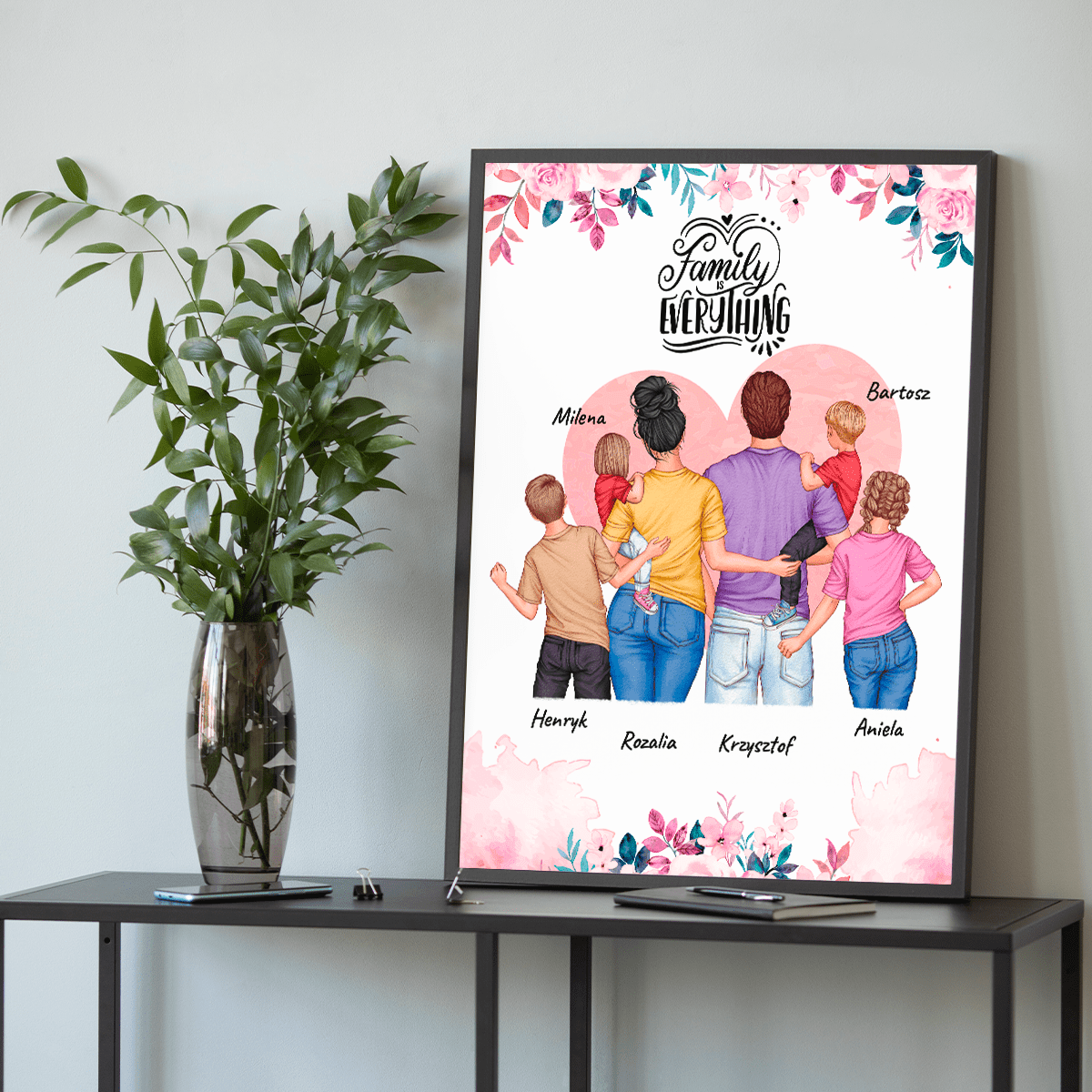Cała rodzina - plakat, spersonalizowany prezent dla rodziców - idamell.com