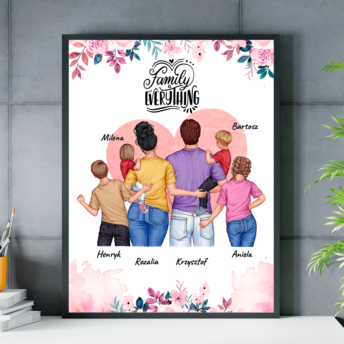 Cała rodzina - plakat, spersonalizowany prezent dla rodziców - idamell.com
