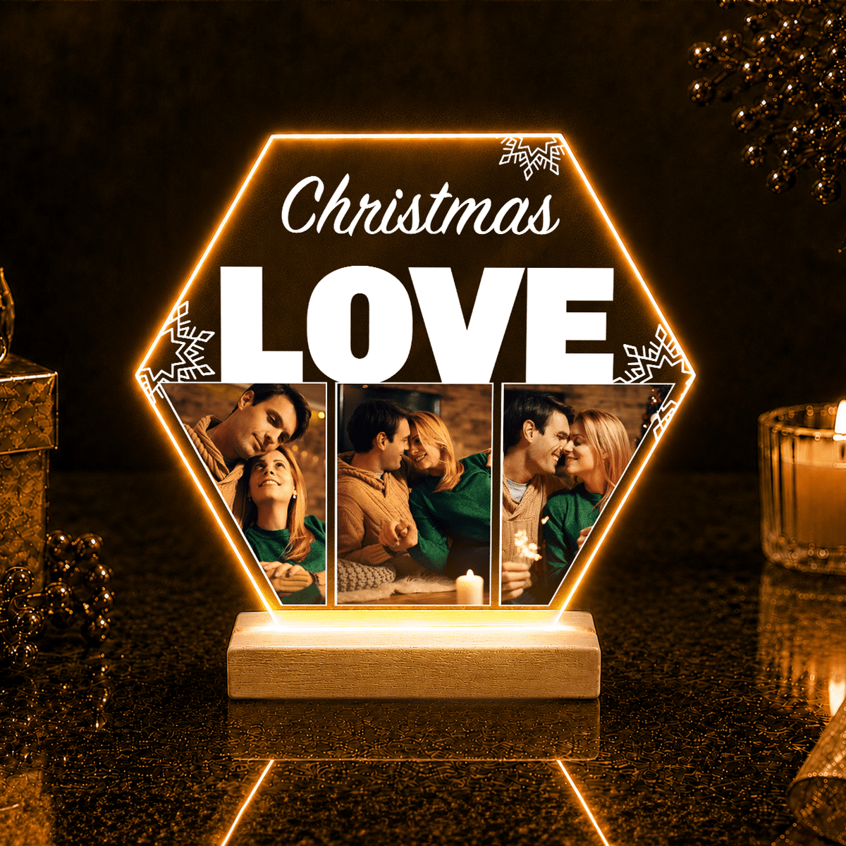Christmas LOVE - Druk na szkle, spersonalizowany prezent dla żony - idamell.com