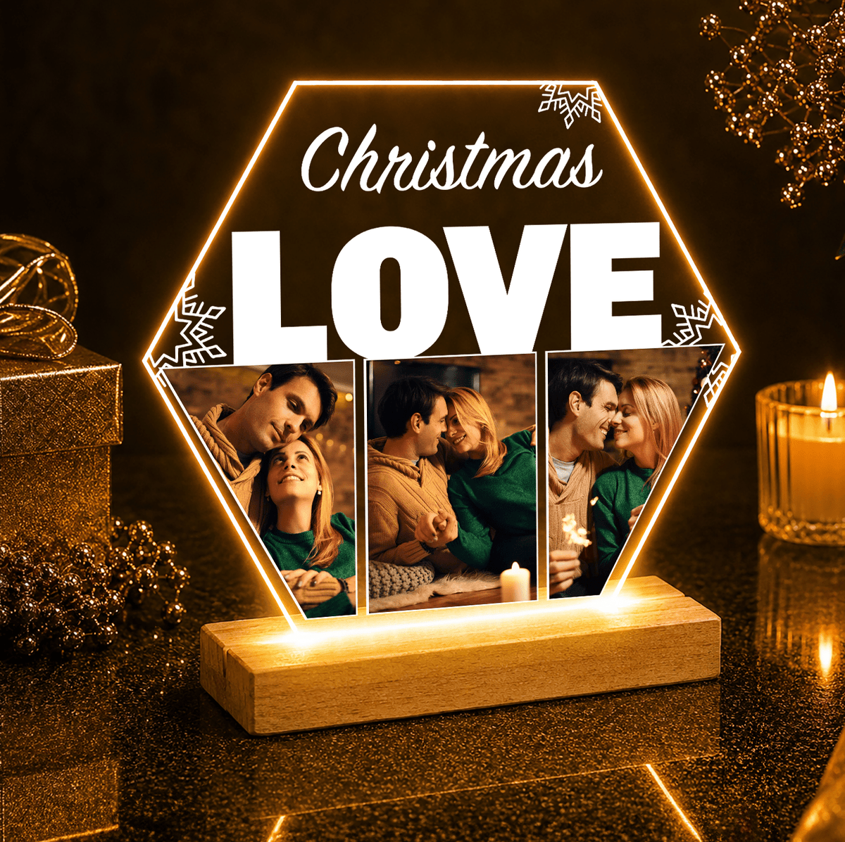 Christmas LOVE - Druk na szkle, spersonalizowany prezent dla żony - idamell.com