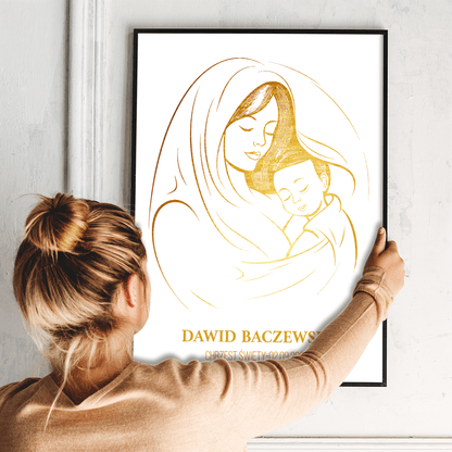 Chrzest - plakat, spersonalizowany prezent dla dziecka - idamell.com