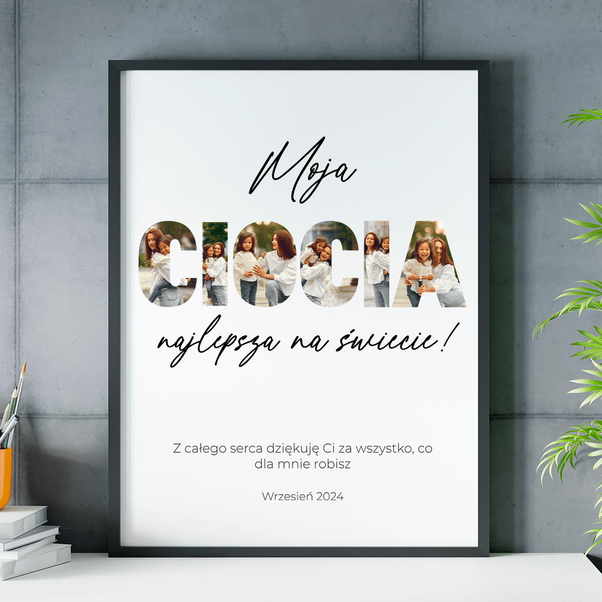 Ciocia najlepsza na świecie kolaż - plakat, spersonalizowany prezent dla cioci - idamell.com