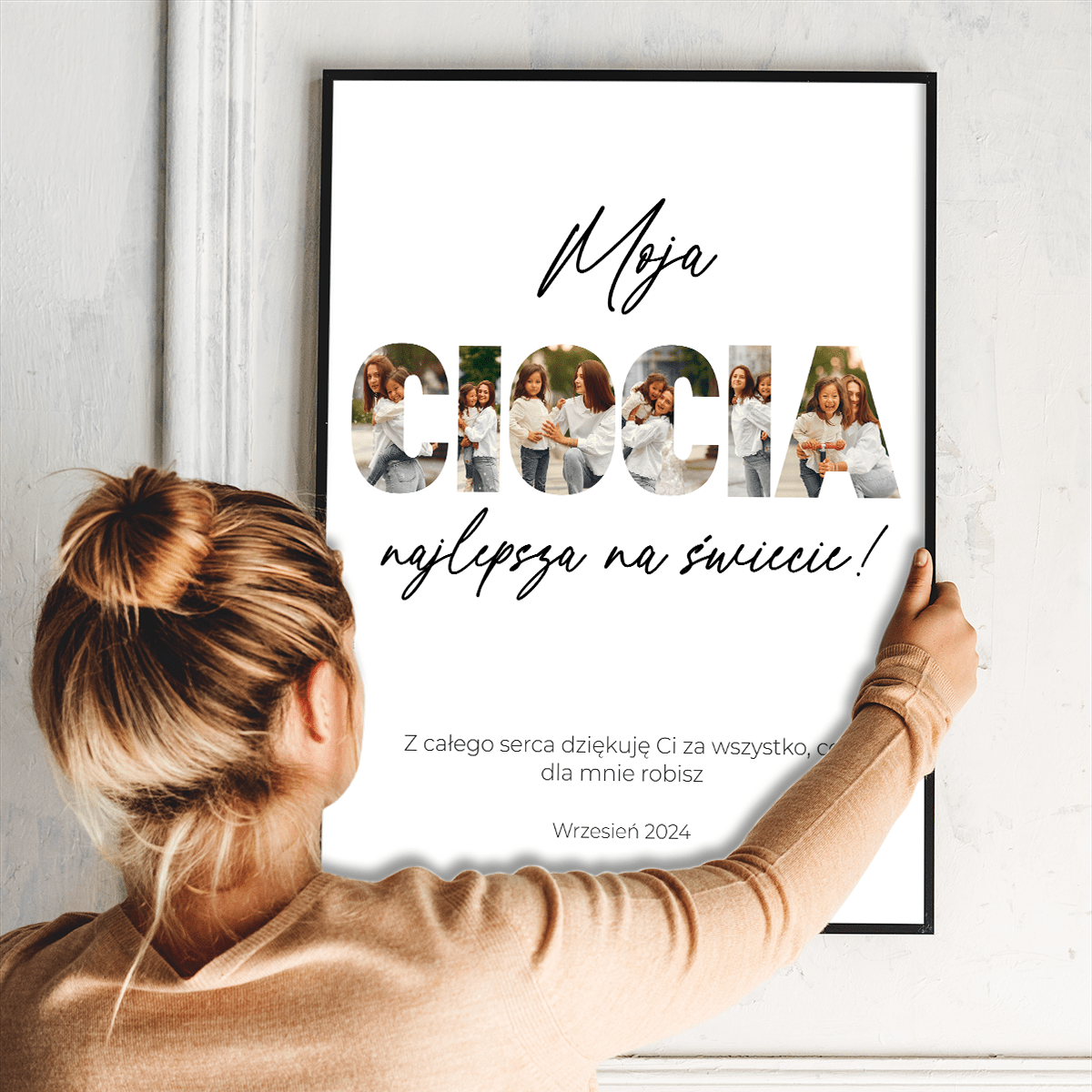 Ciocia najlepsza na świecie kolaż - plakat, spersonalizowany prezent dla cioci - idamell.com