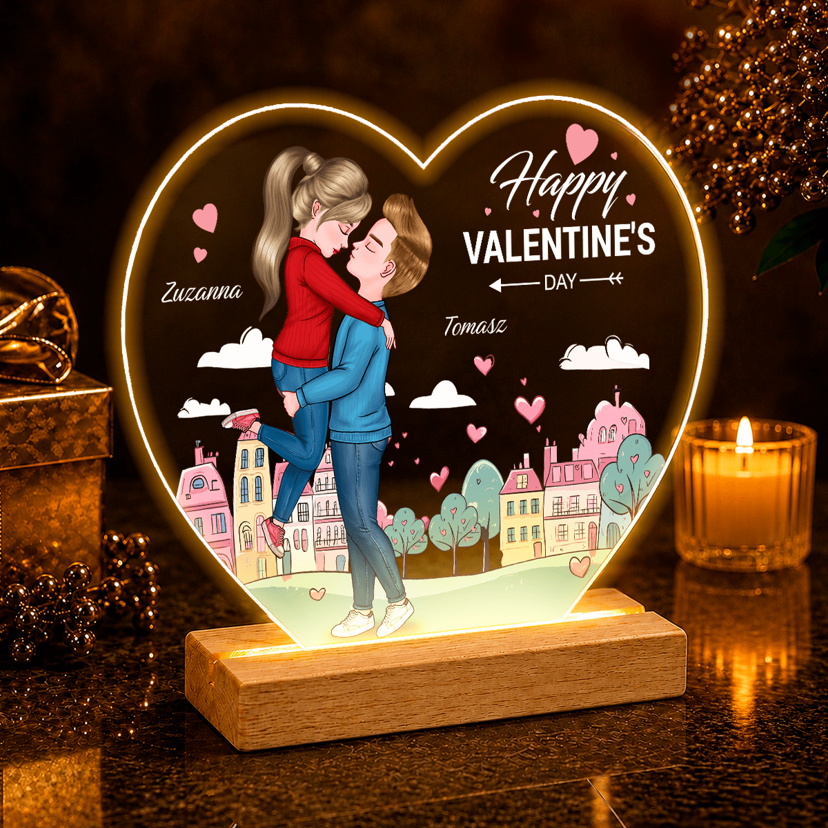 Clipart Happy Valentine's Day - Druk na szkle serce, spersonalizowany prezent dla niej - idamell.com