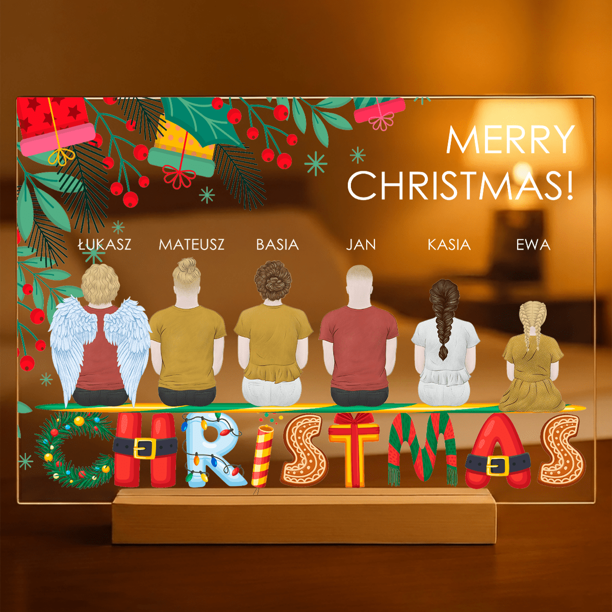Clipart Merry Christmas - Druk na szkle, spersonalizowany prezent dla rodziny - idamell.com