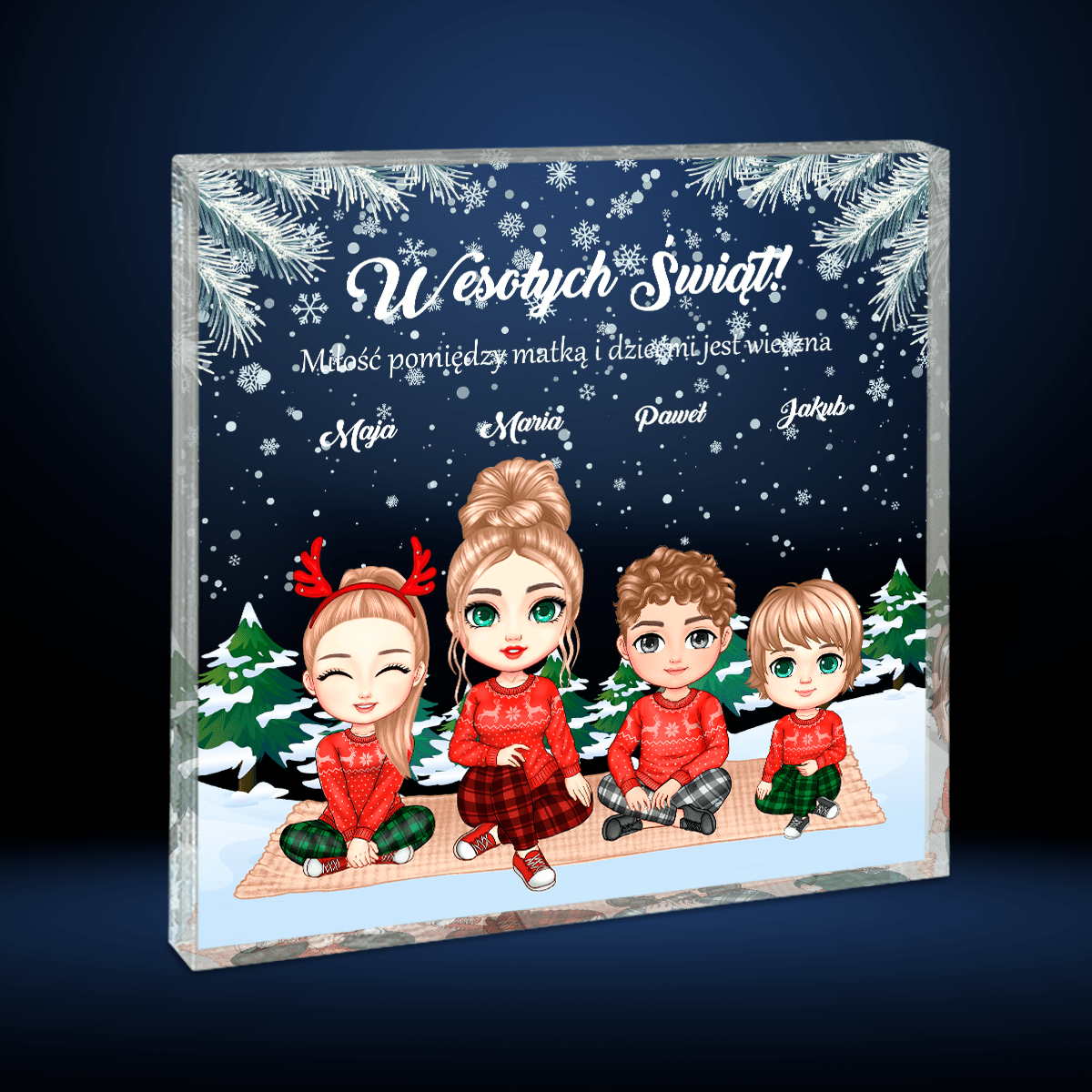 Clipart Miłość mamy - Druk na kwadratowym szkle, spersonalizowany prezent dla mamy - idamell.com