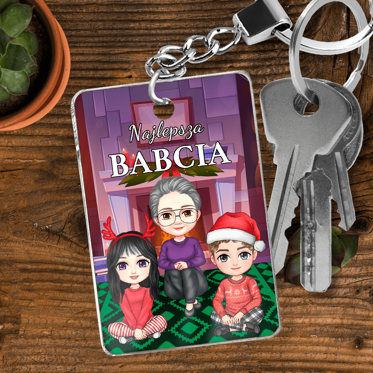 Clipart najlepsza babcia - brelok do kluczy, spersonalizowany prezent dla babci - idamell.com