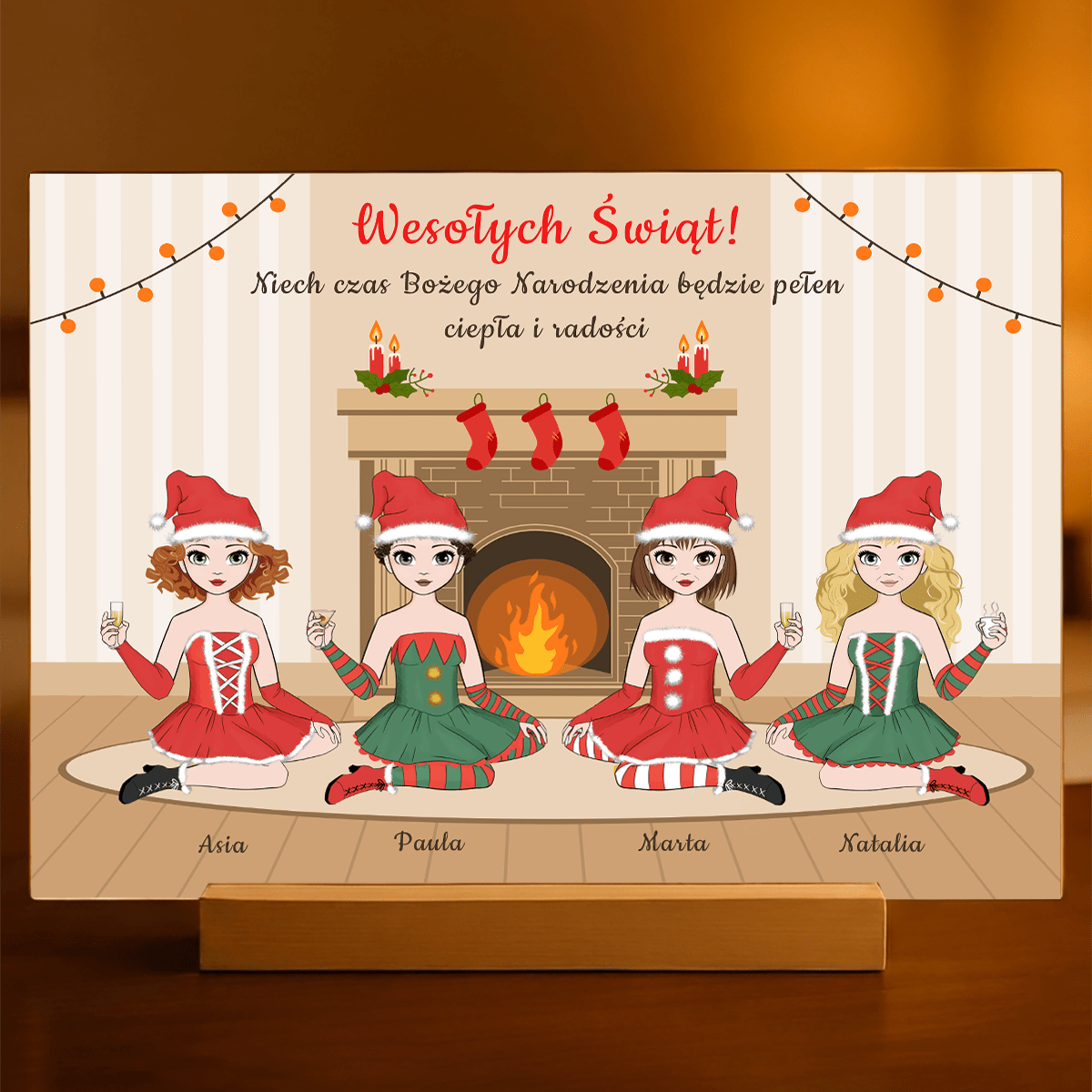 Clipart przyjaciółki w święta - Druk na szkle, spersonalizowany prezent dla przyjaciółek - idamell.com