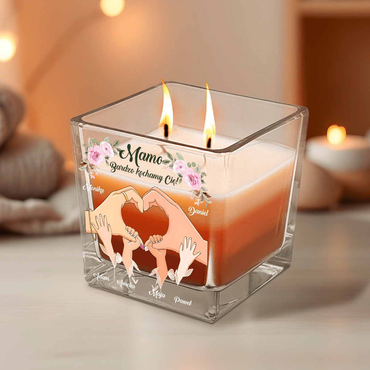 Clipart ręce + napis - świeca zapachowa, spersonalizowany prezent dla mamy - idamell.com