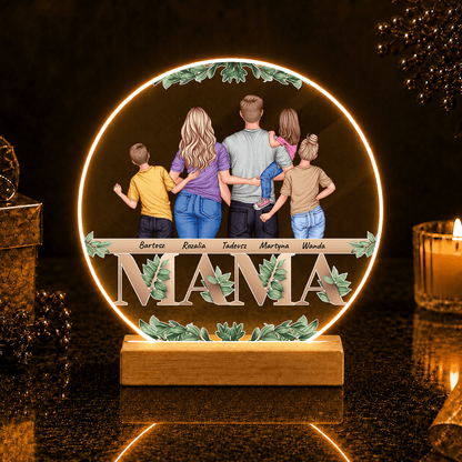 Clipart rodzina + napis MAMA - Druk na szkle, spersonalizowany prezent dla mamy - idamell.com