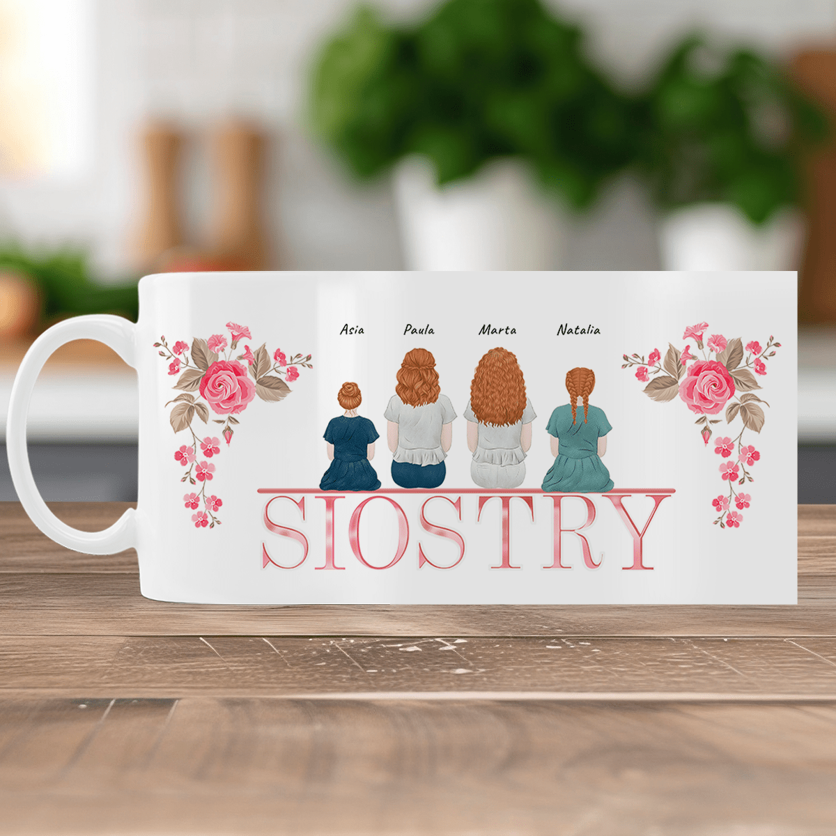 Clipart siostry - 1x Kubek z nadrukiem, spersonalizowany prezent dla siostry - idamell.com