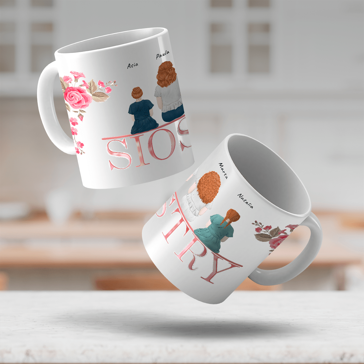 Clipart siostry - 1x Kubek z nadrukiem, spersonalizowany prezent dla siostry - idamell.com