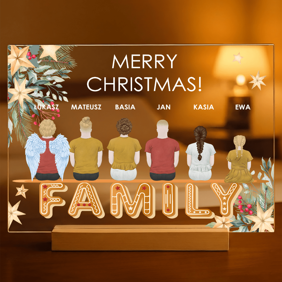 Clipart świąteczny Family - Druk na szkle, spersonalizowany prezent dla rodziców - idamell.com