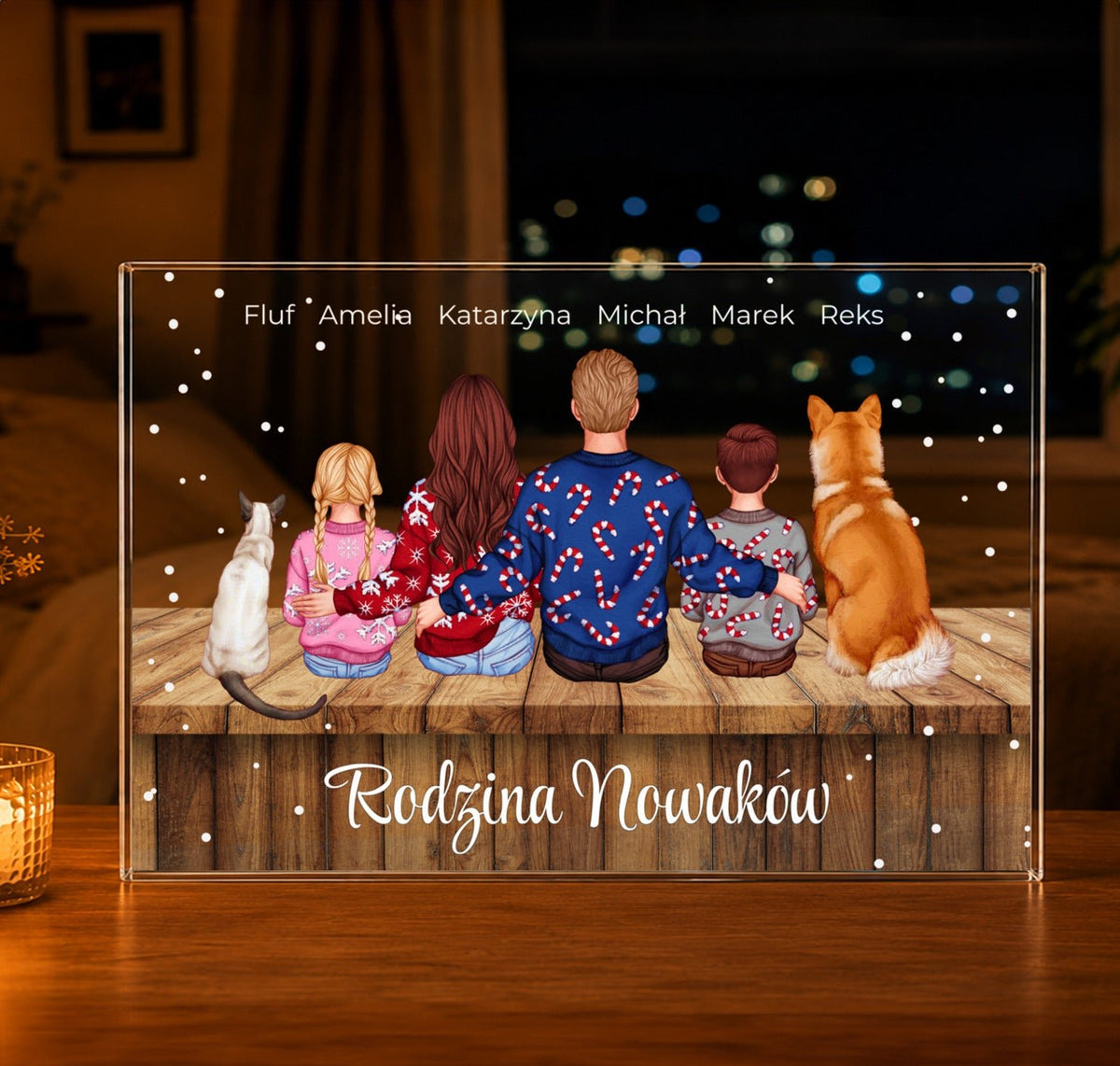 Clipart świąteczny rodziny - Druk na szkle, spersonalizowany prezent dla taty - idamell.com
