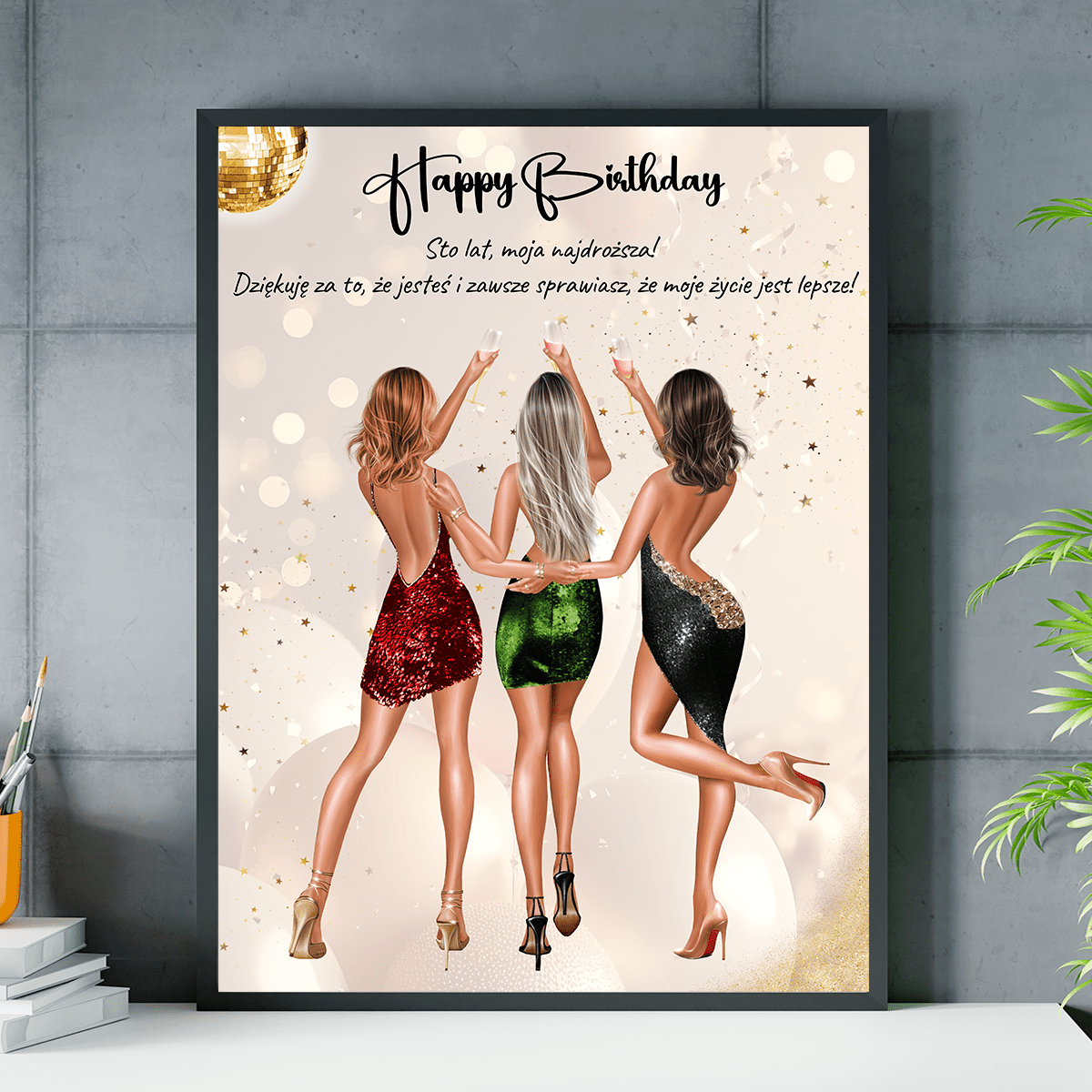 Clipart urodzinowy - plakat, spersonalizowany prezent dla dziewczyny - idamell.com
