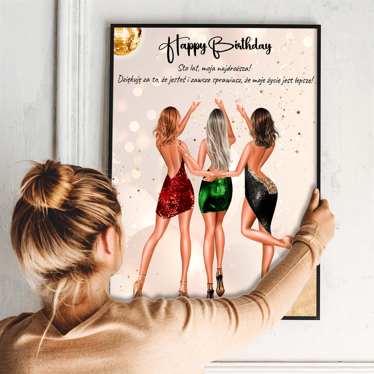 Clipart urodzinowy - plakat, spersonalizowany prezent dla dziewczyny - idamell.com