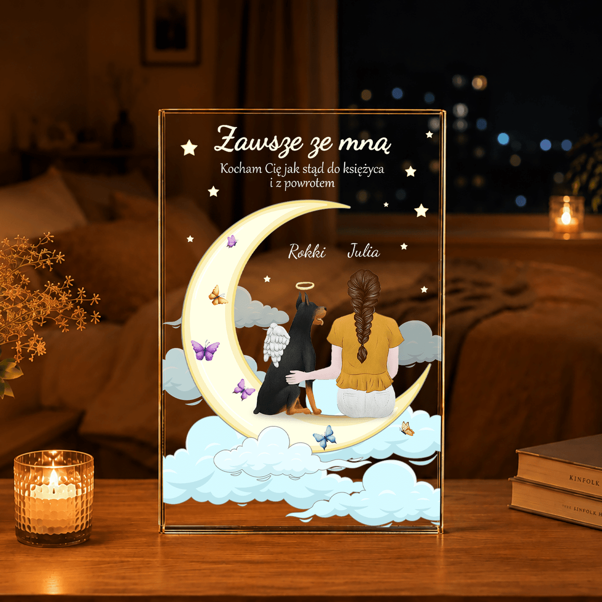 Clipart zawsze ze mną - Druk na szkle, spersonalizowany prezent dla właściciela psa - idamell.com