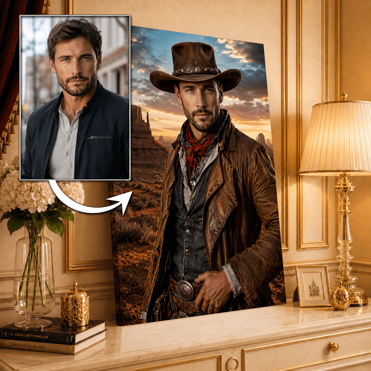 Cowboy - druk na płótnie, spersonalizowany prezent dla taty - idamell.com
