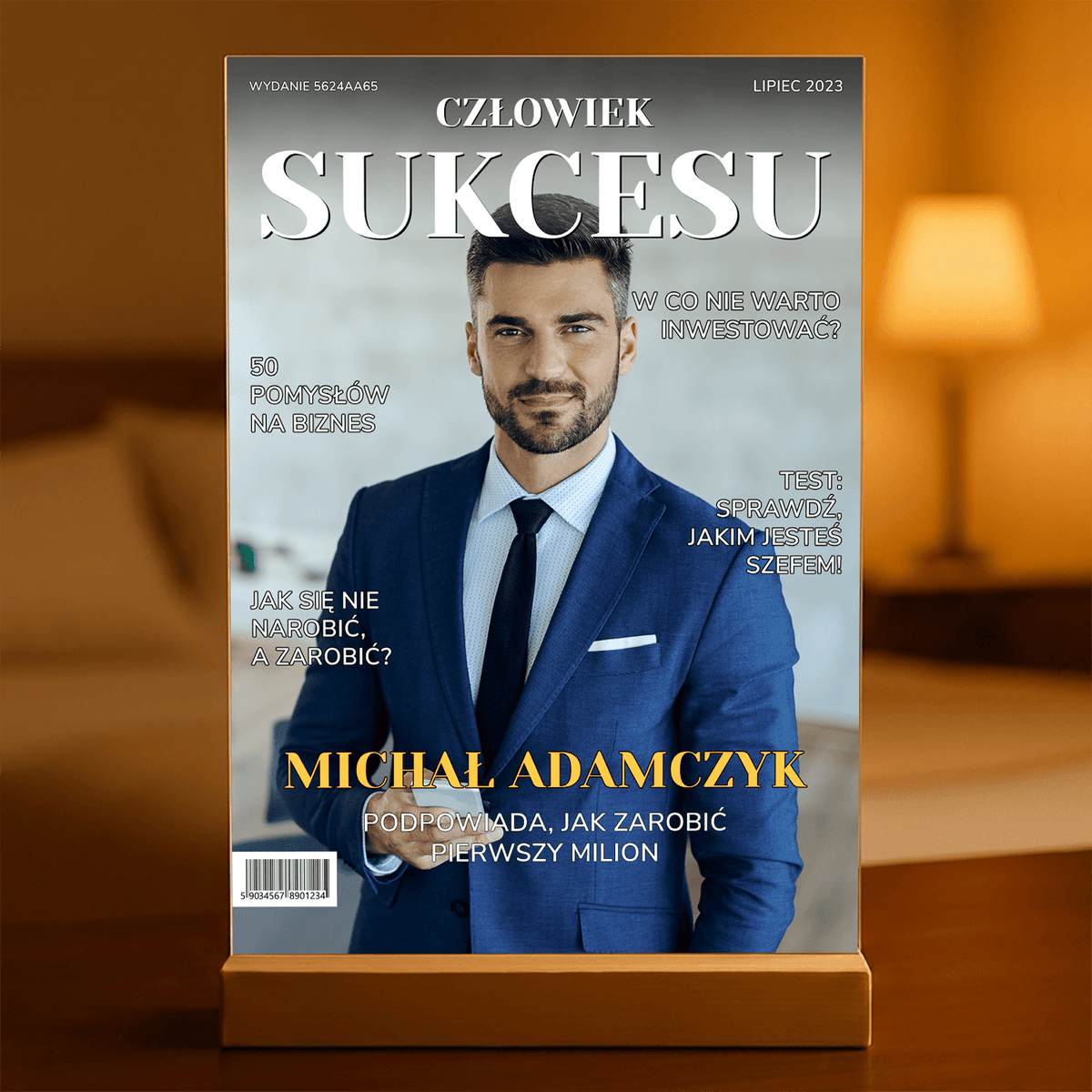Człowiek sukcesu - Druk na szkle, spersonalizowany prezent dla niego - idamell.com