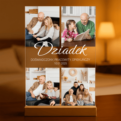 Cztery zdjęcia z dziadkiem - Druk na szkle, spersonalizowany prezent dla dziadka - idamell.com