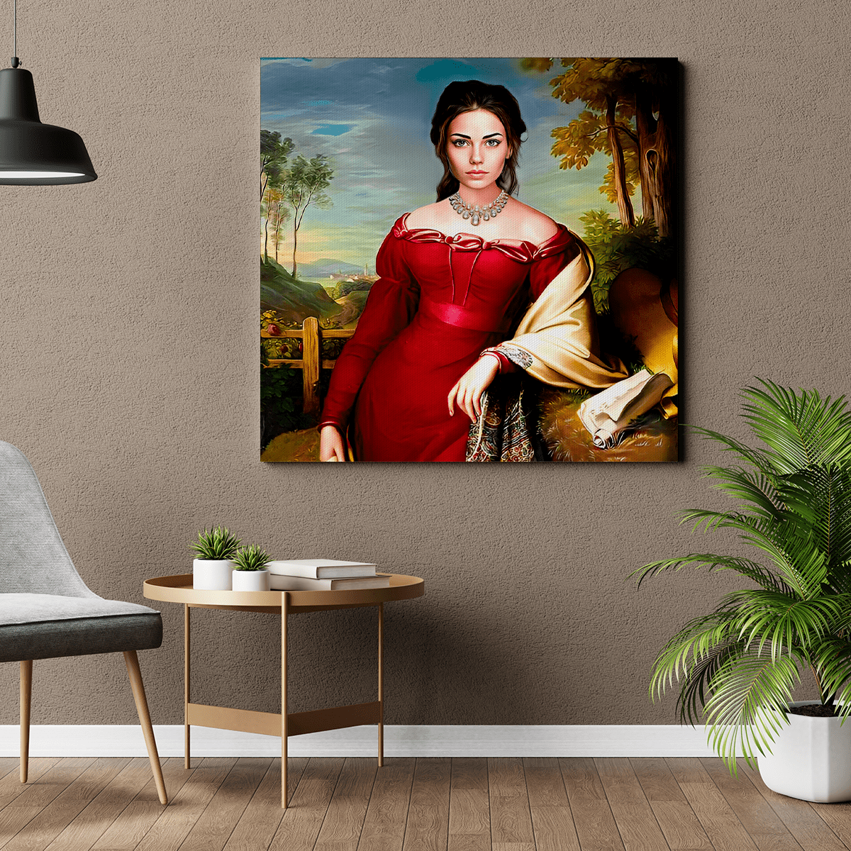Dama portret - druk na płótnie, spersonalizowany prezent dla cioci - idamell.com