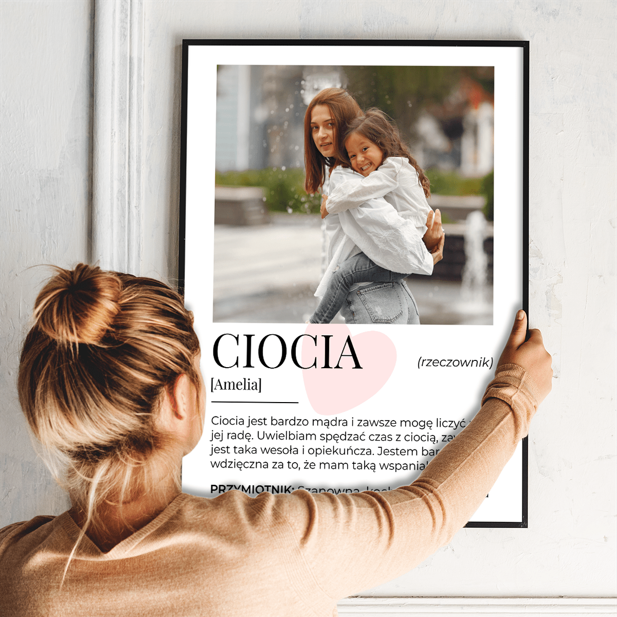Definicja słowa CIOCIA - plakat, spersonalizowany prezent dla cioci - idamell.com