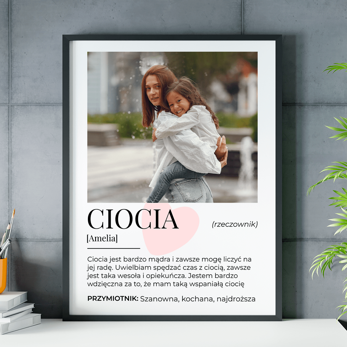 Definicja słowa CIOCIA - plakat, spersonalizowany prezent dla cioci - idamell.com