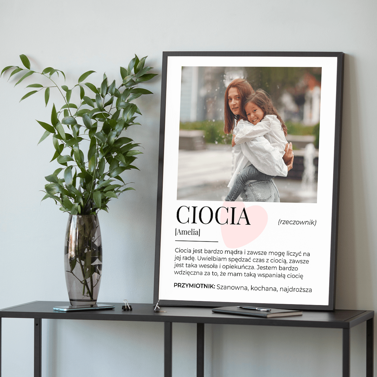 Definicja słowa CIOCIA - plakat, spersonalizowany prezent dla cioci - idamell.com