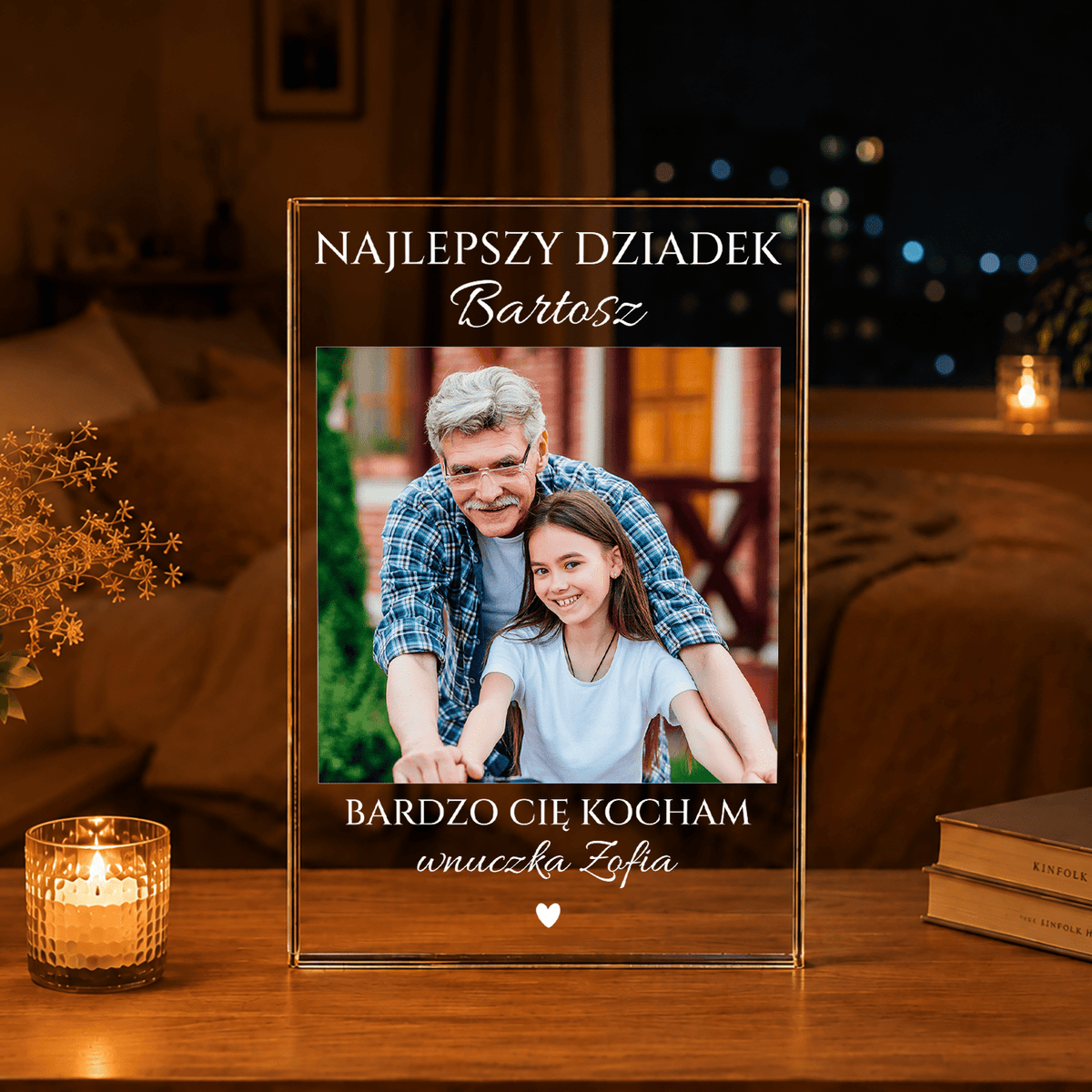 Dla dziadka od wnuczki - Druk na szkle, spersonalizowany prezent dla dziadka - idamell.com