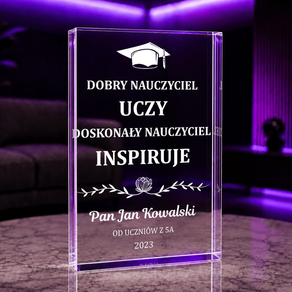 Dla inspirującego nauczyciela - Druk na szkle, spersonalizowany prezent dla nauczyciela - idamell.com