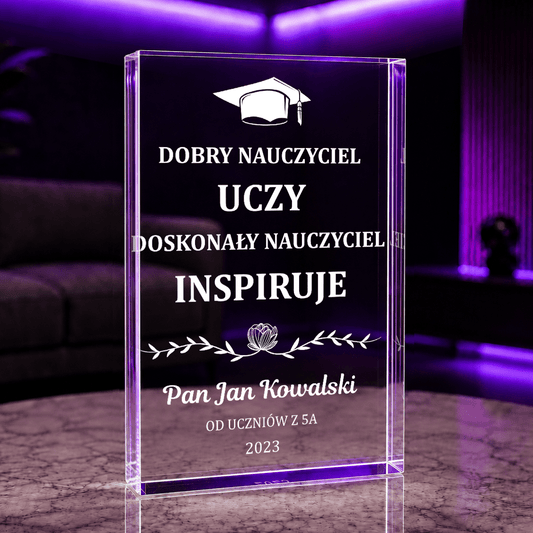 Dla inspirującego nauczyciela - Druk na szkle, spersonalizowany prezent dla nauczyciela - idamell.com